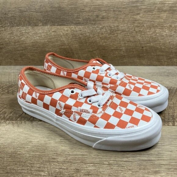 VANS Vault OG Authentic LX Checkerboard Mecca Orange Mens Sz 5 Womens 6.5 NEW